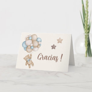 Teddybeer Spaans Baby shower Boy Bedankkaart