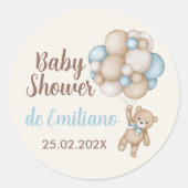 Teddybeer Spaans Baby shower Boy Ronde Sticker (Voorkant)