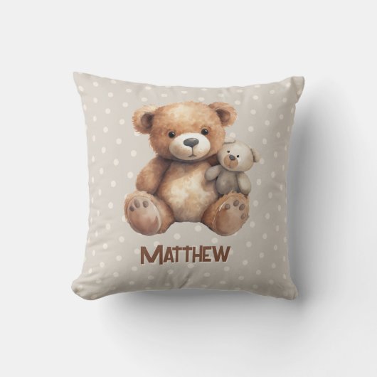  teddybeer Speelgoed neutrale beige Baby kwekerij Kussen (Voorkant)