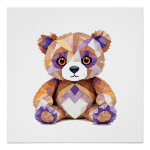 Teddybeer speels Schattig leuk dier kleurrijk Perfect Poster