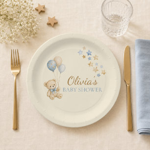 Teddybeer Sterren Baby Shower Papieren Borden Bordje