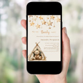 Teddybeer sterren teepee boho Baby shower Kaart