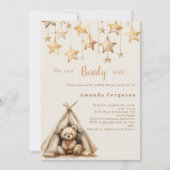 Teddybeer sterren teepee boho Baby shower Kaart (Voorkant)