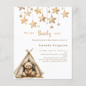 Teddybeer sterren tent boho Baby shower uitnodigin (Voorkant)
