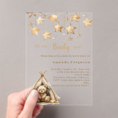 Teddybeer sterren tent boho helder Baby shower Acryl Uitnodigingen (Insitu (Draagbaar))