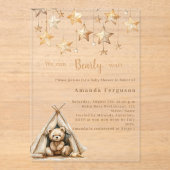 Teddybeer sterren tent boho helder Baby shower Acryl Uitnodigingen (Voorkant)