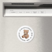 Teddybeer Stethoscoop Kinderarts Rond Tekst Magneet (Insitu (Vaatwasser))