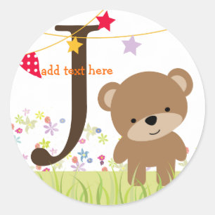 Teddybeer stickers/monogram toevoegen ronde sticker