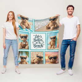 Teddybeer stranddeken, Cute Beer Zonnebril  Fleece Deken
