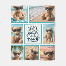 Teddybeer stranddeken, Cute Beer Zonnebril  Fleece Deken