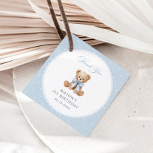 Teddybeer, Strik, Blauwe Stippen, Eerste Verjaarda