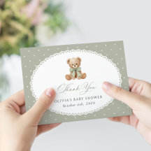 Teddybeer, Strik, Groene Stippen, Baby Shower