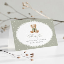 Teddybeer, Strik, Groene Stippen, Baby Shower