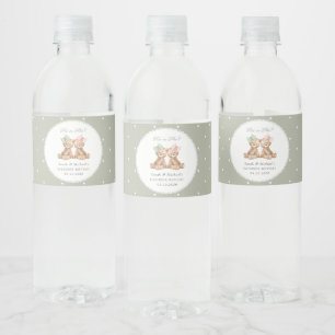 Teddybeer, Strik, Groene Stippen, Geslacht Reveal Waterfles Etiket