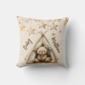 Teddybeer teepee beige bruine sterren boho kinderk kussen (Voorkant)