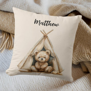 Teddybeer teepee bruin beige kinderkamer kussen