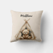 Teddybeer teepee  bruin beige kinderkamer kussen (Achterkant)