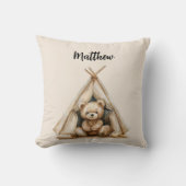 Teddybeer teepee  bruin beige kinderkamer kussen (Voorkant)