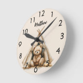 Teddybeer teepee  bruin beige kinderkamer ronde klok (Hoek)