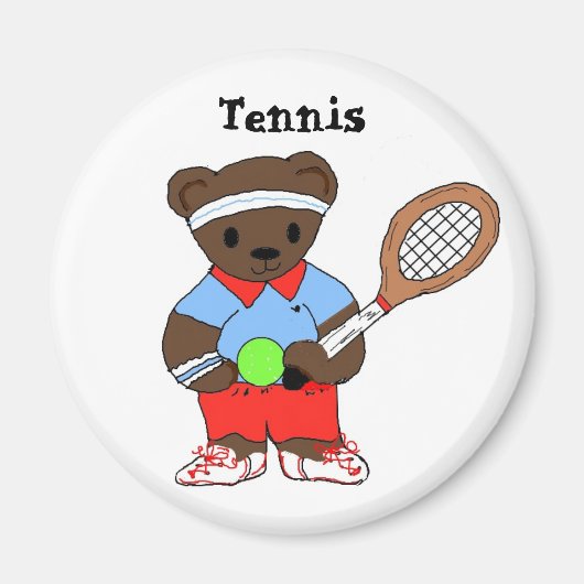 Teddybeer Tennis Player Magneet (Voorkant)