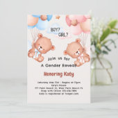 Teddybeer thema Baby Geslacht onthullen Kaart (Staand voorkant)