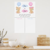 Teddybeer thema Geslacht onthullen stembord Poster (Keuken)