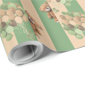 Teddybeer Themed Groen en Bruin Inpakpapier (Rol Hoek)