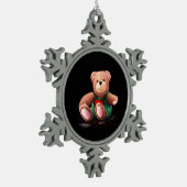 Teddybeer  tin sneeuwvlok ornament (Links)