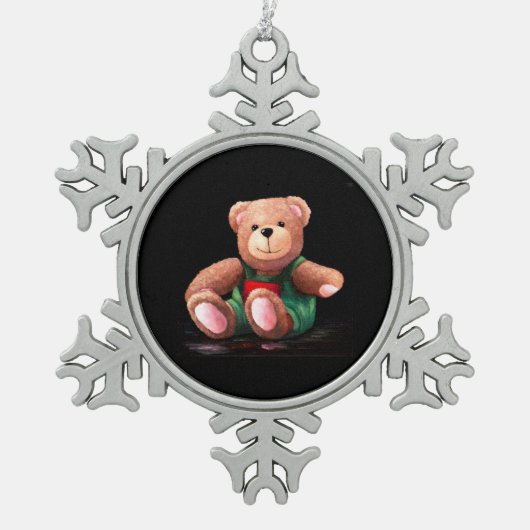Teddybeer  tin sneeuwvlok ornament (Voorkant)