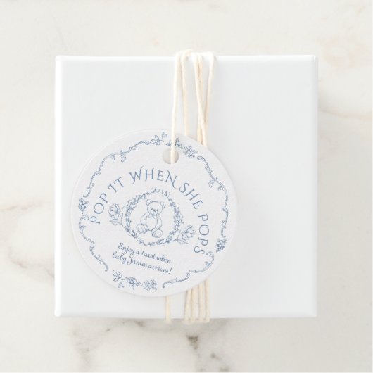 Teddybeer Toile Pop het als ze poppen Bedankjes Labels (In situ)