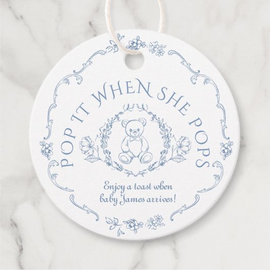 Teddybeer Toile Pop het als ze poppen Bedankjes Labels (Voorkant)