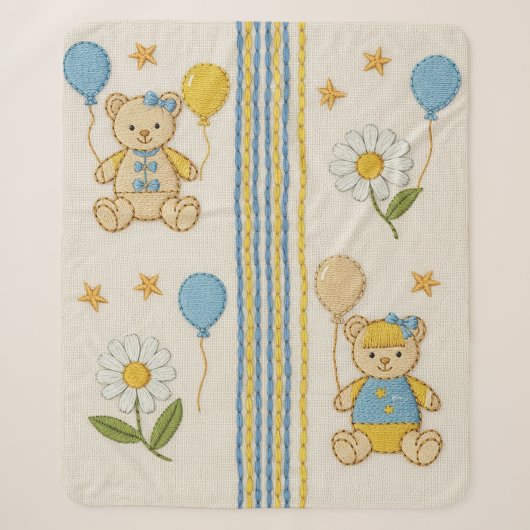 Teddybeer Tuintuinpatroon Daisy (10) Sherpa Deken (Voorkant)