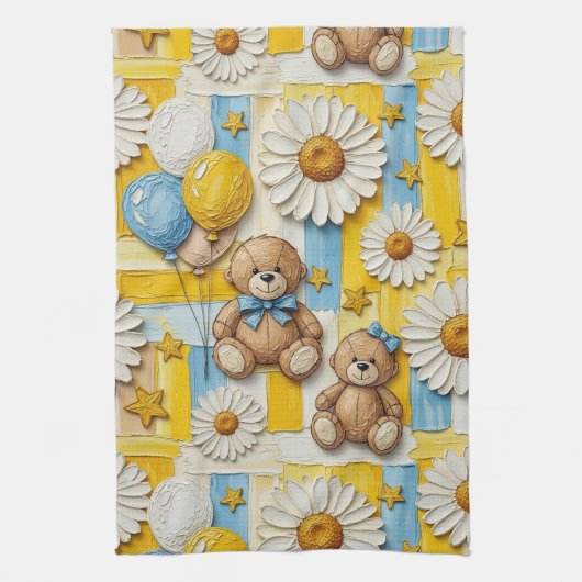 Teddybeer Tuintuinpatroon Daisy (11) Theedoek (Verticaal)