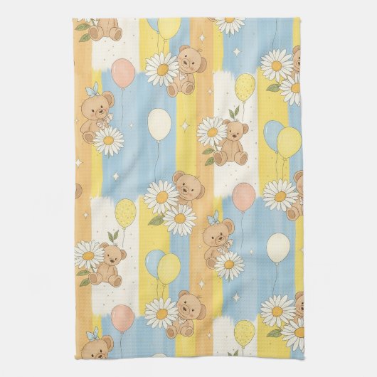 Teddybeer Tuintuinpatroon Daisy (12) Theedoek (Verticaal)