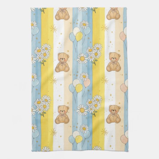 Teddybeer Tuintuinpatroon Daisy (13) Theedoek (Verticaal)