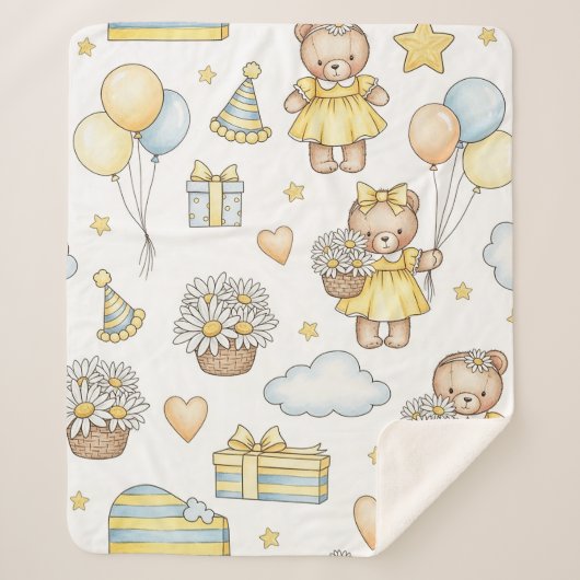 Teddybeer Tuintuinpatroon Daisy (15) Sherpa Deken (Voorkant)