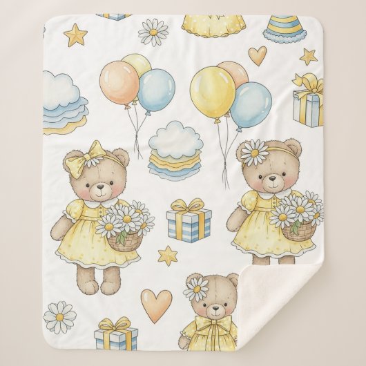 Teddybeer Tuintuinpatroon Daisy (17) Sherpa Deken (Voorkant)