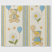 Teddybeer Tuintuinpatroon met Madeliefjes (10) Cadeaupapier (Vlak)