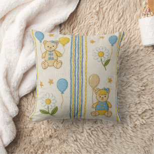 Teddybeer Tuintuinpatroon met Madeliefjes (10) Kussen