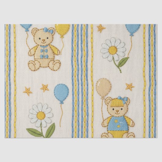 Teddybeer Tuintuinpatroon met Madeliefjes (10) Tissuepapier (Voorkant)