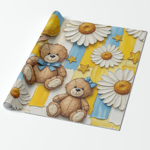 Teddybeer Tuintuinpatroon met Madeliefjes (11) Cadeaupapier