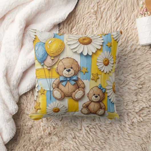 Teddybeer Tuintuinpatroon met Madeliefjes (11) Kussen (Deken)
