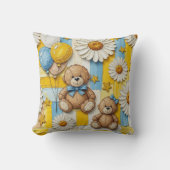 Teddybeer Tuintuinpatroon met Madeliefjes (11) Kussen (Voorkant)