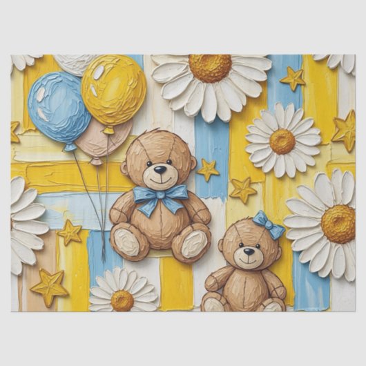 Teddybeer Tuintuinpatroon met Madeliefjes (11) Tissuepapier (Voorkant)
