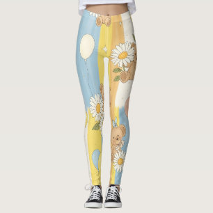 Teddybeer Tuintuinpatroon met Madeliefjes (12) Leggings
