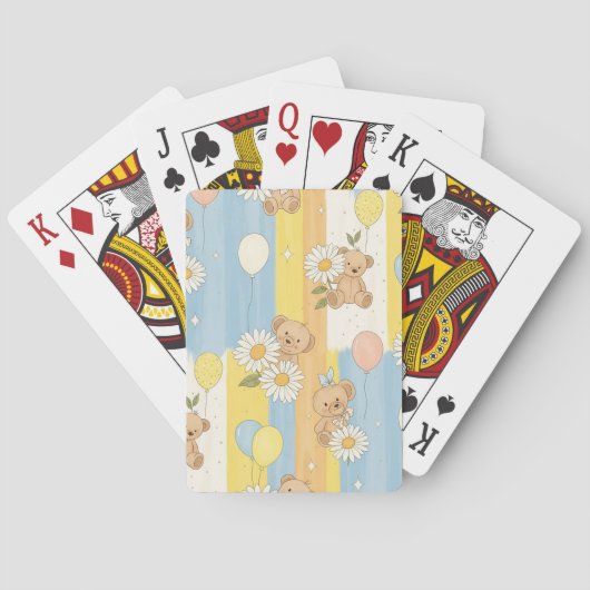 Teddybeer Tuintuinpatroon met Madeliefjes (12) Pokerkaarten (Achterkant)