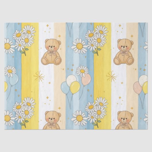Teddybeer Tuintuinpatroon met Madeliefjes (13) Tissuepapier (Voorkant)