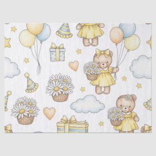 Teddybeer Tuintuinpatroon met Madeliefjes (14) Tissuepapier