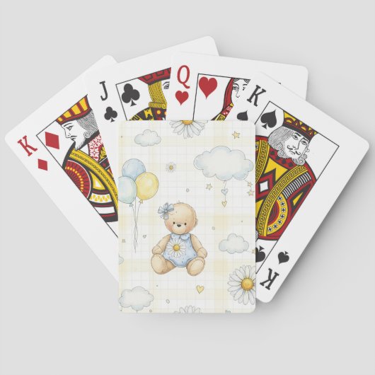 Teddybeer Tuintuinpatroon met Madeliefjes (15) Pokerkaarten (Achterkant)