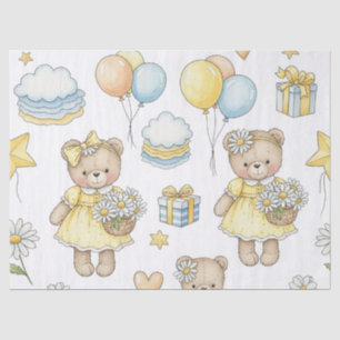 Teddybeer Tuintuinpatroon met Madeliefjes (16) Tissuepapier
